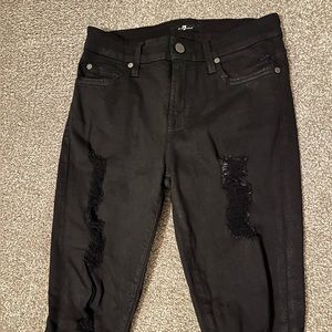 Fit is super comfortable with stretch (not rigid denim) great like NEW condition